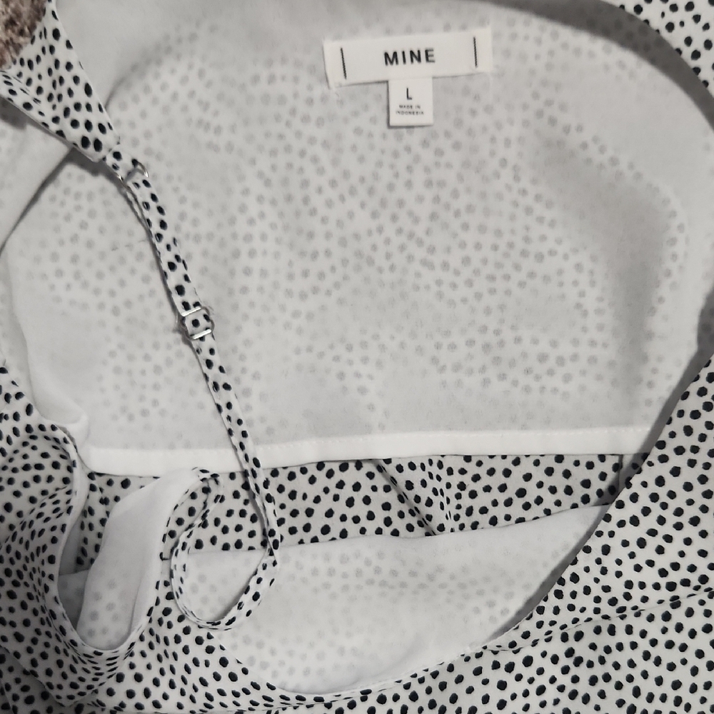 Mine Black & Off White Polka Dot Fully Lined Camisole Size Large NWOT - Picture 6 of 6